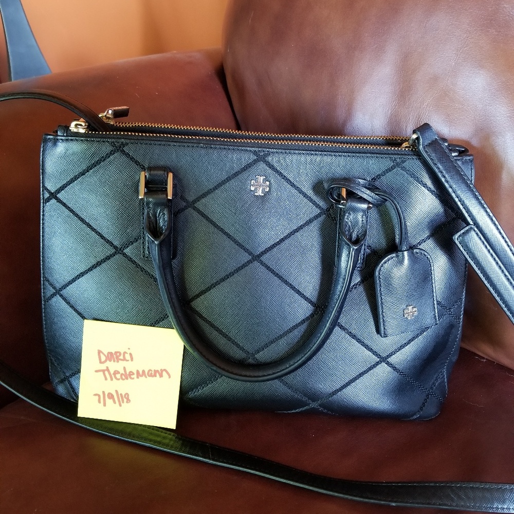 Tory Burch small double zip Robinson tote